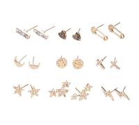 Homoyoyo 9 Pares Pendientes De Estrella De Amor Pendientes De Niña Accesorios De Moda Para Las Orejas Gotas Para Los Oídos Pendientes Creativos Decoración Del Oído Golden Pedrería