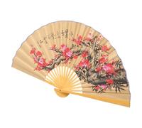 Homoyoyo Abanico Colgante Chino Grande 05X09 M de Papel y Madera Natural Abanico Plegable Decorativo Rojo Diseño Floral para Decoración de Pared Bodas Fiestas y Fotografía