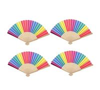 Homoyoyo Abanico De Hueso De Arco Iris De 4 Piezas Abanico Retro Mini Ventilador De Mano Mini Ventilador Abanico De Fiesta De Arco Iris Abanico De Favor De Fiesta Abanicos De Baile Abanico
