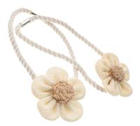 Homoyoyo Abrazaderas Magnéticas Diseño Natural y Bordes Suaves Beige 2 Piezas Flores de Algodón y Lino para Cortinas para Sala y Dormitorio
