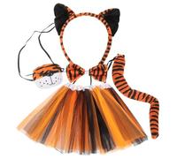 Homoyoyo Accesorios de Cosplay de para Halloween Diadema con Orejas de Felpa Pajarita y Falda de Tul Naranja y Negro y Duradero para Fiestas y Sesiones de Fotos