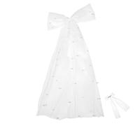 Homoyoyo Accesorios para el cabello de la novia de Pearl dama de honor despedida de soltera pequeño boda perla arco velo paseo pinzas para el cabello con lazo tocado de novia cordón blanco