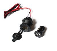 Homoyoyo Adaptador Divisor de Mechero Coche con Doble USB y Cable Protector Cargador Portátil para GPS Móvil y Tablet Material Ignífugo Resistente al Agua y Polvo Negro