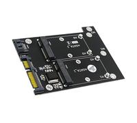 Homoyoyo Adaptador Msata Doble a Sata3 Doble Interfaz de Alta Velocidad 6gbps, Carcasa Metálica Negra y Luz LED Azul para Suministro de Computadoras