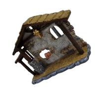 Homoyoyo Adorno de Belén Navideño de Resina 11 CM Figura Decorativa para Interiores Conjunto Miniatura Casa y Árbol Decoración Religiosa para Escritorio y Exhibición Festiva