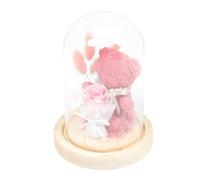 Homoyoyo Adorno de Flores Preservadas Oso en Cristal, Decoración para Escritorio, Obsequio Día del Maestro, Base Estable y Duradera, Adecuado para Oficina y Hogar, Flor Inmortal