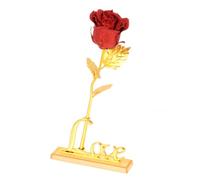 Homoyoyo Adorno de Rosa Artificial Purpurina Dorada y Base Love Decoración Romántica para San Valentín Obsequio para Enamorados Detalle para Hogar y Oficina Set 1 Pieza