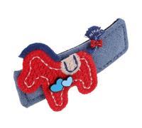 Homoyoyo Año del Caballo Pasador de Pelo de Felpa Denim Rojo Pinza Antideslizante para Flequillo Accesorio de Cabello Animal para Mujeres y Niñas
