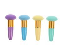 Homoyoyo Aplicadores de Maquillaje en Polvo Esponjosos 4 Piezas Mango, Tamaño Compacto, para Mujeres, Uso Diario y Profesional, Colores Verde, Morado, Amarillo y Azul, Accesorio Cosmético