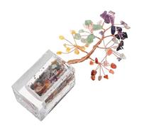 Homoyoyo Árbol Prosperidad de Cristal con Piedras Naturales Multicolor Bonsái Decorativo Feng Shui para Hogar y Oficina 7 Ramas con 63 Piezas de Cristales Variados