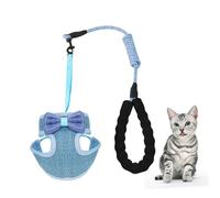 Homoyoyo Arnés Tipo Chaleco para Gatos Ajustable Lazo Azul Correa Pectoral Transpirable y Ligero Apto para Gatos de 25 a 10 Kg Adecuado para Paseos Seguros y Confortables