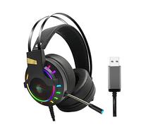 Homoyoyo Auriculares y Alta Sensibilidad con Micrófono para Juegos USB 7.1 Diadema Cómoda Sonido Claro para PC y Partidas Gaming