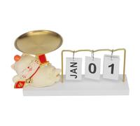 Homoyoyo Bandeja Decorativa de Resina con Calendario y Figura de Gato Plato para Snacks y Joyería Soporte Funcional para Llaves y Dulces para Salón y Recibidor