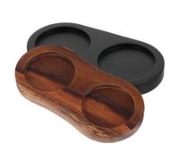 Homoyoyo Bandeja para Molinillo de Sal y Pimienta de Madera 2 Piezas 5.8 Cm Soporte Antideslizante Organizador de Condimentos Base para Botellas de Salsa Utensilios Cocina Madera