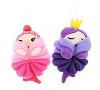 Homoyoyo Bola De Baño Exfoliante Corporal Dibujos Animados 2 Piezas Tamaño Infantil Para Niños y Niñas En Ducha, Esponja Vegetal Para Baño, Depurador De Piel Rosa y Púrpura
