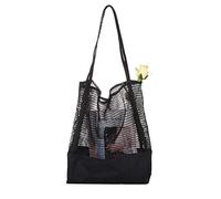 Homoyoyo Bolsa de Malla para Comestibles Negra, Reutilizable y Lavable, de Nailon Resistente, Ligera y Expandible, Adecuado para Supermercado, Playa y Picnic, Asa Larga y Gran Capacidad