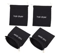 Homoyoyo Bolsa para Secador de Pelo de Tela Cordón Juego de 4 Unidades 33X30 CM Color Negro Bordado Inglés Organizadores Multifuncionales para Viaje y Almacenamiento Práctico
