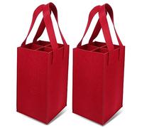 Homoyoyo Bolsa para Vino Portátil y Reutilizable de Fieltro Rojo para 4 Botellas Alta Durabilidad Adecuado para Transportar y Regalar en Fiestas y Celebraciones