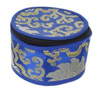 Homoyoyo Bolsa Pequeña para Cuenco Tibetano de 12 Cm, Estuche de Almacenamiento Cremallera, Tejido Bordado Azul, Portátil y Resistente para Transporte y Meditación