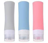 Homoyoyo Botellas de Viaje de Silicona 3 Piezas 80 Ml - Envases Rellenables Antigoteo para Cosméticos, Aceites y Perfumes - Set Portátil para Viaje, Gimnasio y Uso al Aire Libre