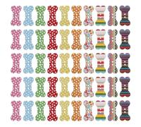 Homoyoyo Botones Decorativos de Madera Forma de Hueso de Perro 25X13 MM 100 Piezas Botones para Coser Ropa y Manualidades Impresión Blanca Resistente Ideales para Scrapbooking y DIY