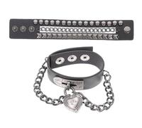 Homoyoyo brazalete de cuero gótico cosplay claveteado accesorios punk Pulsera ajustable pulseras en capas para mujer accesorios goticos mujer aleación Black