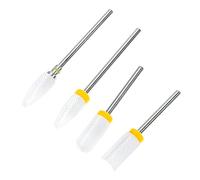 Homoyoyo Brocas de Cerámica y Pulir Uñas Naturales y Artificiales Juego de 4 Accesorios de Manicura Profesional, Reutilizables, para Eliminar Gel Duro para Uñas