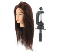 Homoyoyo Cabeza de Maniquí con Cabello Real para Entrenamiento Modelo de Peluquería con Soporte para Practicar Peinados y Maquillaje