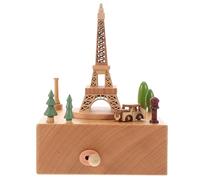 Homoyoyo Caja de Música Mecánica de Madera Tallada con Adorno Torre Eiffel Pequeña Caja Decorativa para Obsequio de Cumpleaños y San Valentín Centro de Mesa para Dormitorio y