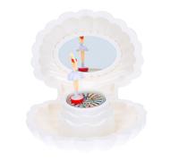 Homoyoyo Caja Musical Giratoria Forma de Concha Blanca Luces Multicolor Mini Caja para Joyas y Almacenamiento Estuche Organizador para Niñas Obsequio Creativo para Cumpleaños y