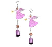 Homoyoyo Campanillas de Viento Metálicas para Exteriores Diseño de Ángel Rosa Carillón Bohemio Colgante 2 Piezas Adornos Decorativos para Jardín y Hogar Atrapasoles Pintados a Mano