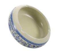 Homoyoyo Cenicero Creativo de Cerámica Azul Resistente al Calor, Diseño Redondo para Hogar y Balcón, Bandeja Espaciosa para Cenizas y Colillas, Accesorio Decorativo Funcional para Fumar