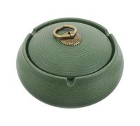 Homoyoyo Cenicero de Cerámica Tapa Verde para Evitar Acumulación de Cenizas, Cenicero Portátil Resistente al Viento para Uso en Exteriores Amueblados y Espacios Interiores
