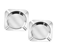 Homoyoyo Ceniceros Metálicos de Acero Inoxidable Juego de 2 Ceniceros Cuadrados Resistentes a Caídas Portátiles y Compactos para Cigarrillos Ideales para Hogar Oficina Hotel y Coche