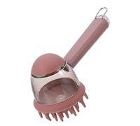 Homoyoyo Cepillo de Baño para Perros con Dispensador de Champú, Masajeador para Mascotas, Mango Largo Ergonómico, Cerdas Suaves para Pelo Sensible, Color Café, Herramienta de Aseo Adecuado