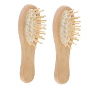 Homoyoyo Cepillo de Masaje Cuero Cabelludo de Madera Natural Mini 2 Unidades 12x4,5 Cm Antienredos Portátil para Mujeres y Niñas Cuidado Capilar Diario