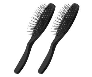Homoyoyo Cepillo para Pelucas y Extensiones de Cabello con Cerdas de Alambre de Acero Negro Diseño Acolchado Antiestático Cepillo Desenredante Portátil para Cabello Sintético y Natural