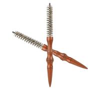 Homoyoyo Cepillo Rizador Mini Redondo Mediano para Cabello Corto 2 Piezas Cerdas de Jabalí y Mango de Madera Marrón Oscuro Herramienta Antiestática para Peinar Rizar y Secar Hogar y