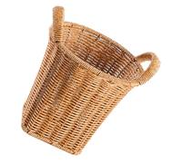 Homoyoyo Cesta de Almacenamiento Tejida de Imitación Ratán Pequeña Color Café Claro Multifuncional para Cocina y Salón Cesta para Frutas y Huevos para Picnic y Organización