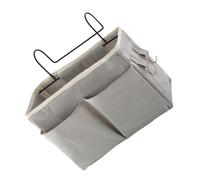 Homoyoyo Cesta Organizadora Colgante para Mesita de Noche Grande, Poliéster Gris, Bolsillos Dobles y Red Lateral, Portátil para Dormitorio y Oficina, Almacenamiento Práctico Junto Cama