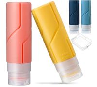Homoyoyo Champú de Viaje con Bolsa de Almacenamiento Varios estilos Color Aleatorio 4 Botellas de Silicona de 100ml Recargables para Camping y Viajes al Aire Libre