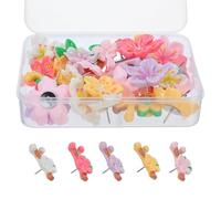 Homoyoyo Chinchetas Decorativas Metálicas Diseño Floral de Durazno, 30 Unidades, Color Multicolor, Resistentes para Oficina, Manualidades, Tableros de Corcho y Decoración Escolar