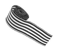 Homoyoyo Cinta Decorativa de Poliéster Borde de Alambre, Rayas y Negras, 6,3 Cm de Ancho X 10 Yardas para Manualidades y Decoración Navideña Estilo Campestre