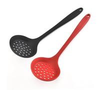 Homoyoyo Colador de Silicona Alimentaria 2 Piezas Cuchara Ranurada Antiadherente Negro y Rojo Resistente al Calor para Cocina Doméstica y Profesional