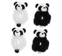 Homoyoyo Coleteros Elásticos De Felpa Panda 4 Piezas, Gomas Pelo Suaves y Adorables, Accesorios Para Moño Femenino y Juvenil, Ideales Para Cabello Largo y Uso Diario