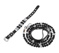 Homoyoyo Collar y Correa para Perros Pequeños con Decoración de Perlas y Cuerda de Tracción Conjunto de Collar Ajustable para Mascotas para Caminar Vacaciones y Eventos