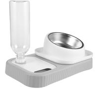 Homoyoyo Comedero Doble Anticaída para Gatos y Perros Dispensador Automático de Agua y Comida, Plástico Resistente, Tamaño Compacto, para Uso Doméstico y Mascotas Pequeñas