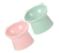 Homoyoyo Comedero Elevado para Gatos 2 Piezas Diseño Inclinado Anti Vuelco Plástico Resistente Colores Rosa y Verde Comederos Prácticos para Uso Diario y Protección del Cuello de