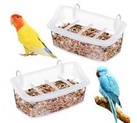 Homoyoyo Comedero para Pájaros Sin Ensuciar para Jaula Paquete De 2 Comederos Colgantes para Jaulas De Pájaros Comedero para Palomas Cuencos De Comida Y Agua Transparentes De 4 Rejillas