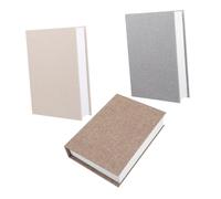 Homoyoyo Conjunto De 3 Cajas Decorativas En Forma De Libros Falsos De Lino Natural 22x15x4,5 Cm, Diseño Minimalista Para Decoración De Estanterías y Mesa, Accesorio Ornamental Para Hogar y Oficina